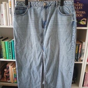 New Look Light blue stonewashed denim maxi skirt UK 20